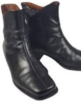 Mephisto Black Leather Ankle Boots - Classic Chelsea Style W10 square Toe